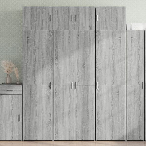 vidaXL Storage Cabinet Grey Sonoma 70x42.5x225 cm Engineered Wood