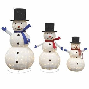 vidaXL Christmas Snowman Family 3 pcs Warm White 55 x 122 cm Fabric