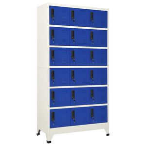 vidaXL Locker Cabinet | Grey and Blue | Steel | Large | Locks | Locker Cabinet