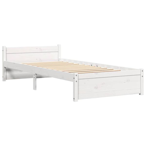 vidaXL Bed Frame without Mattress White Solid Wood 90x190 cm Single Single