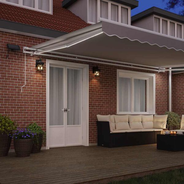 vidaXL Retractable Awning Light Grey 500 x 300 cm Fabric and Steel