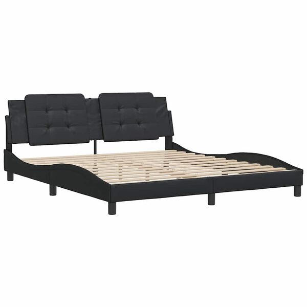 vidaXL Bed Frame without Mattress "Zadar" Black 180x200 cm Super King Faux Leather