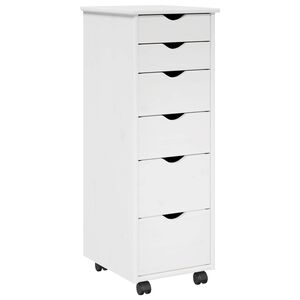 vidaXL Rolling Cabinet White 34 x 39 x 93.5 cm Solid Pine Wood