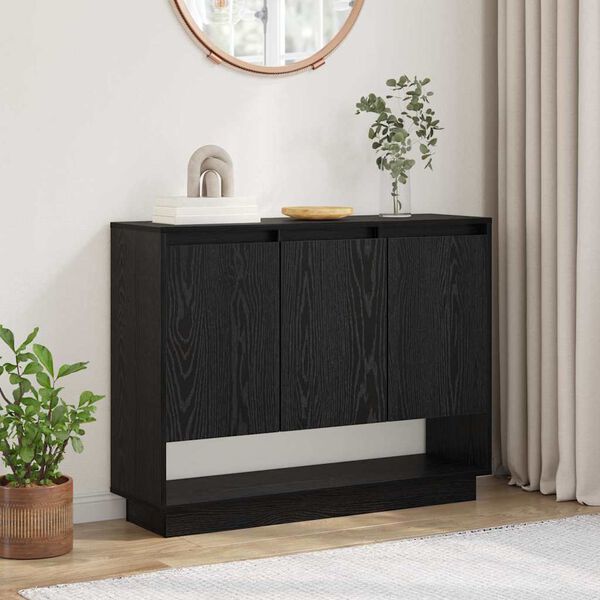 vidaXL Sideboard Black Oak 97 x 29 x 75 cm Engineered Wood