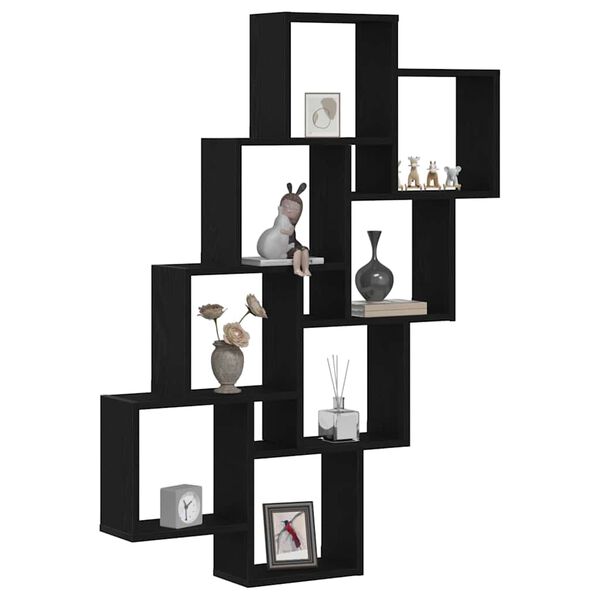 vidaXL Wall Shelf Black Oak 90 x 15 x 119.5 cm Engineered Wood