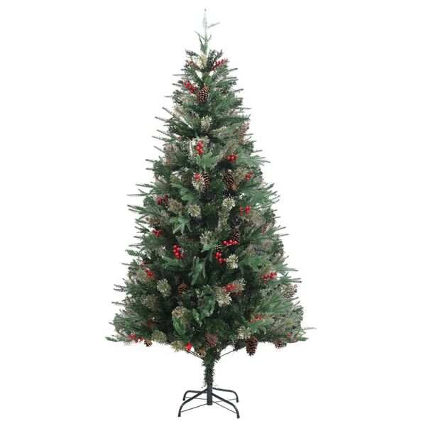 vidaXL Christmas Tree with Pine Cones Green 225 cm PVC&PE