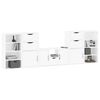 vidaXL 5 Piece TV Units with Storage ODDA White Solid Wood Pine