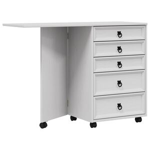vidaXL Rolling Cabinet with Drawers & Folding Top CORONA White