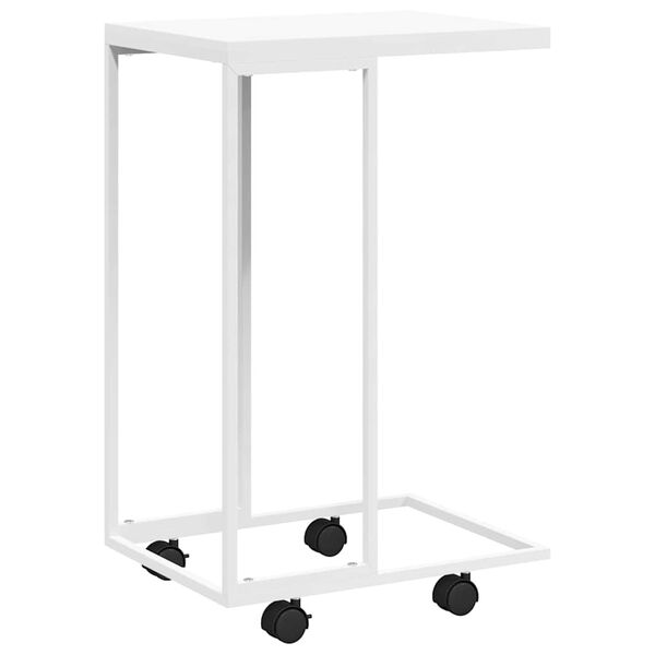 vidaXL Side Table with Wheels White 40x30x63.5 cm Engineered Wood