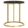 vidaXL Side Table Gold and Black Marble 45 cm Tempered Glass