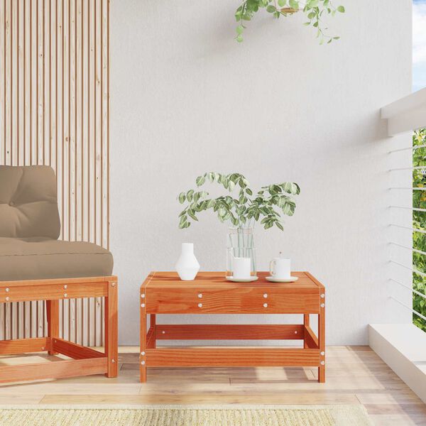 vidaXL Garden Footrest Solid Pine Wood Wax Brown 62 x 62 x 32 cm