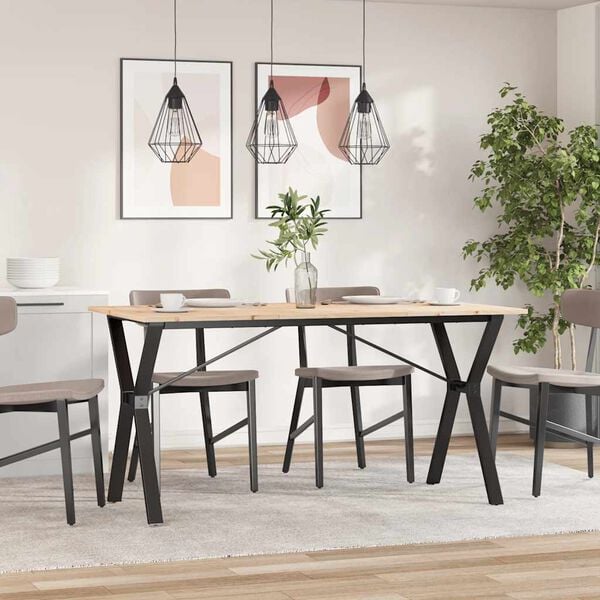 vidaXL Dining Table Y-Frame 140x80x75 cm Solid Wood Pine and Steel