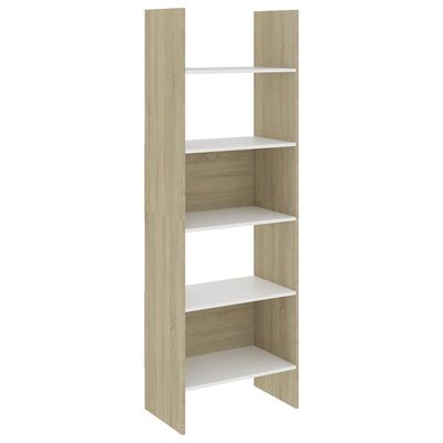 vidaXL Book Cabinet White and Sonoma Oak 60x35x180 cm Chipboard