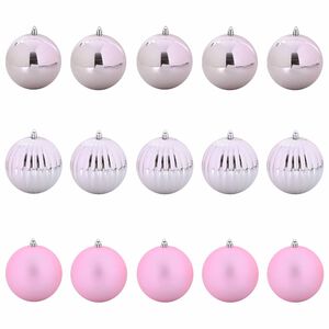 vidaXL Christmas Bauble Set XL 15 pcs Pink &Oslash; 10 cm Plastic
