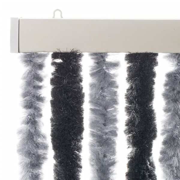 vidaXL Fly Curtain Grey and Black 90x200 cm Chenille