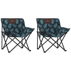 vidaXL Camping Chairs with Pocket Foldable 2 pcs Leave Print