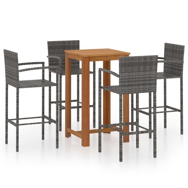 vidaXL 5 Piece Garden Bar Set Grey