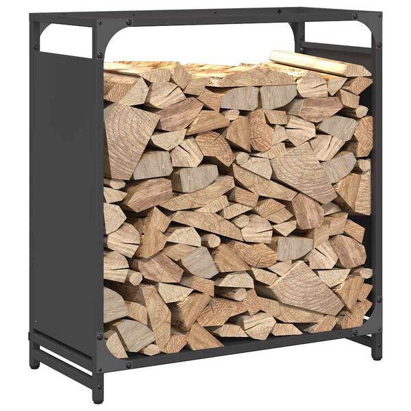 vidaXL Firewood Rack Black 60x28x65 cm Cold-rolled steel