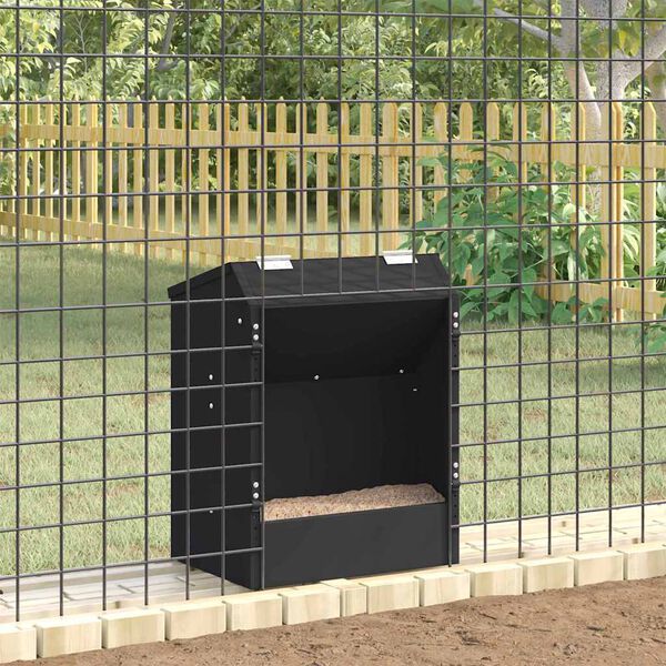 vidaXL Rabbit Feeder Black 33.5 x 25.5 x 45.5 cm Cold-Rolled Steel