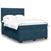 vidaXL Box Spring Bed with Mattress Blue 140x190 cm Velvet