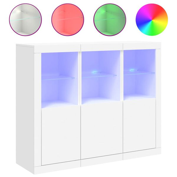 vidaXL Sideboards with LED Lights 3 pcs White Engineered Wood