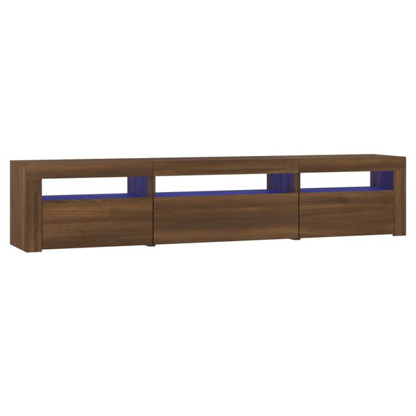 vidaXL TV Cabinet with LED Lights Brown Oak 195x35x40 cm