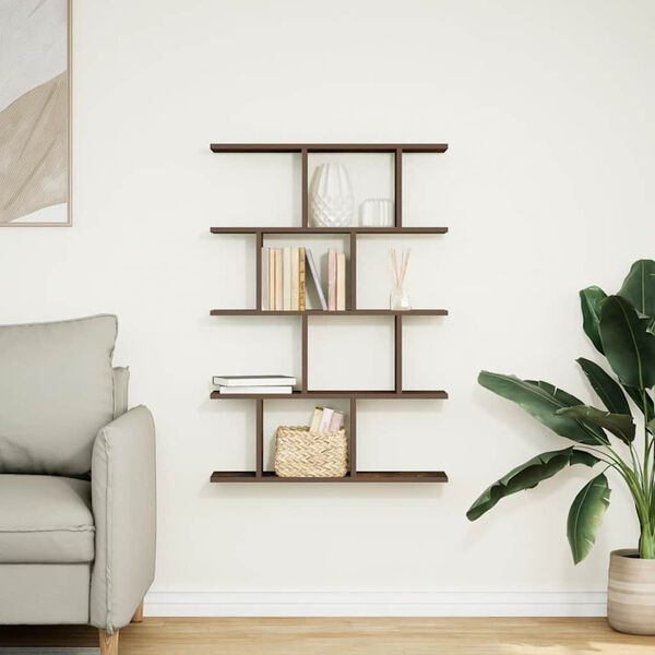 vidaXL Wall Cube Shelf 12 Compartments Smoked Oak Engineered Wood