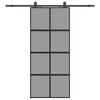 vidaXL Sliding Door with Hardware Set Black 90x205 cm Tempered Glass