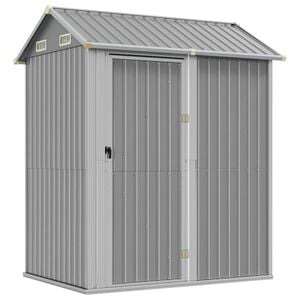 vidaXL Garden Shed Light Grey 192x152.5x237 cm Galvanised Steel