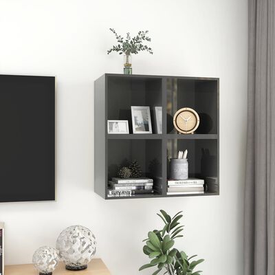 vidaXL Wall Cabinets 4 pcs High Gloss Grey 37x37x37 cm Engineered Wood