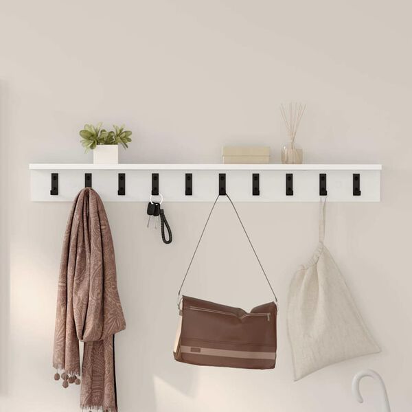 vidaXL Wall-Mounted Coat Rack Wall-mounted White 100 x 10.5 x 10.5 cm