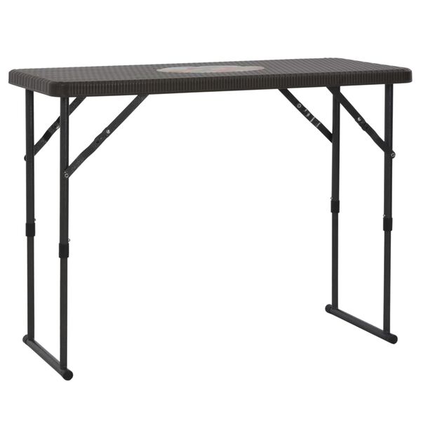vidaXL 3 Piece Folding Bistro Set HDPE Brown Rattan Look