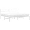 vidaXL Metal Bed Frame without Mattress with Headboard White 183x213cm