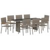 vidaXL Garden Dining Set 9 pcs Grey Poly Rattan