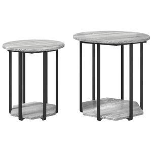 vidaXL Side Table Set with Shelf 2 pcs Grey