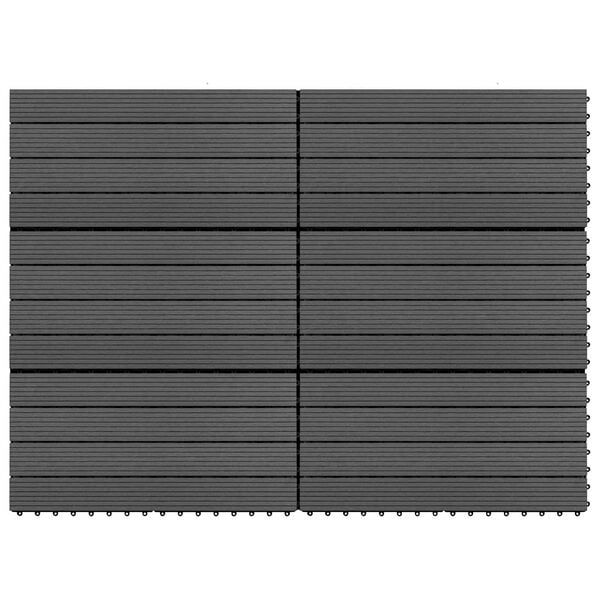 vidaXL Decking Tile 6 pcs Black 60 x 30 cm WPC