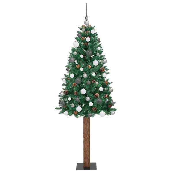 vidaXL Slim Christmas Tree Green 180 cm PVC and Solid Pine wood