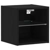 vidaXL LED Wall Bedside Cabinet with Black Engineered Wood