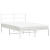 vidaXL Metal Bed Frame without Mattress with Headboard White 135x190cm