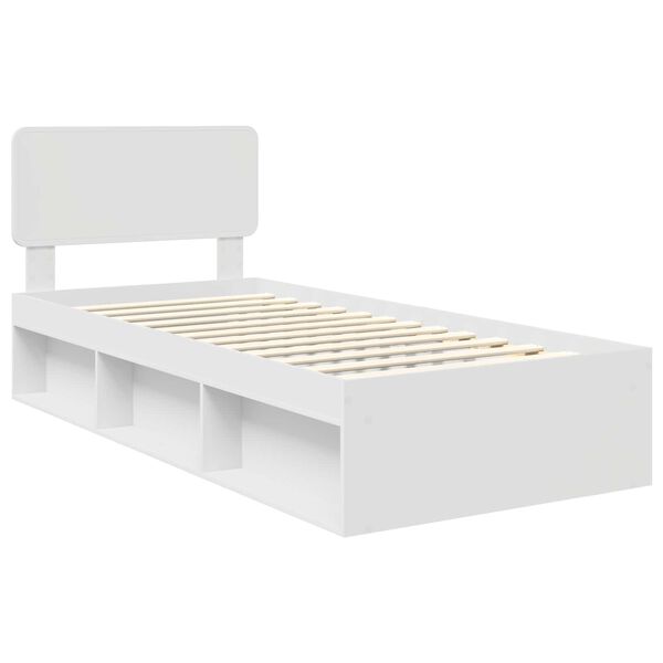 vidaXL Bed Frame with Headboard White 90 x 200 cm Solid Pine Wood