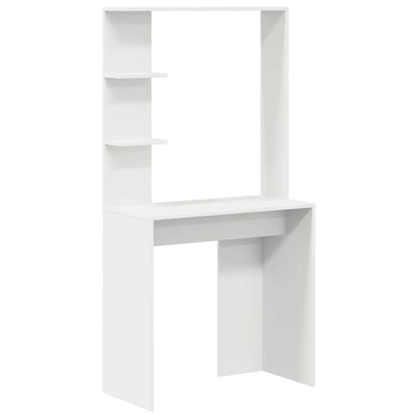 vidaXL Desk with Shelf White 78.5 x 37 x 154.5 cm Engineered Wood