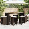 vidaXL Garden Bar Stools with Cushions 6 pcs Brown Poly Rattan
