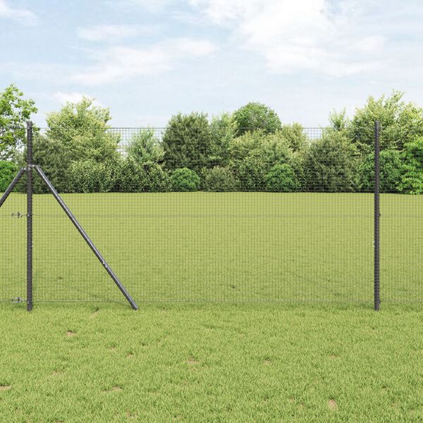 vidaXL Welded Wire Fence Grey 1 x 50 m