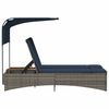 vidaXL Double Sun Lounger with Canopy and Cushions Grey Poly Rattan