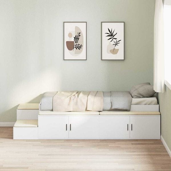 vidaXL Storage Bed Frame with Storage White 80 cm Engineered Wood