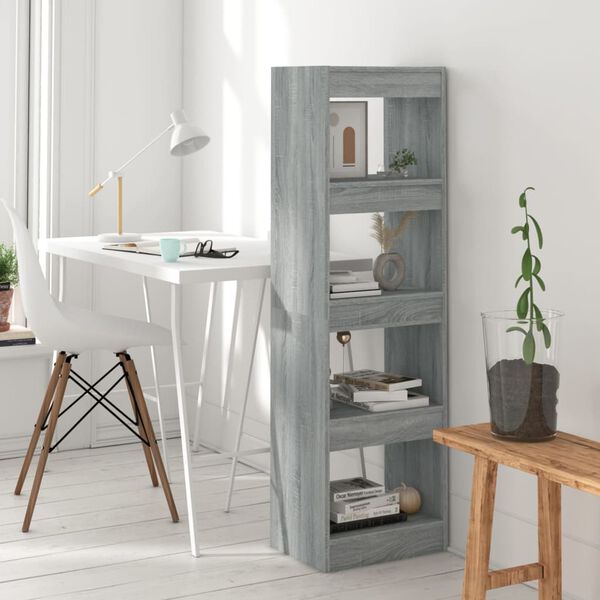 vidaXL Book Cabinet/Room Divider Grey Sonoma 40x30x135 cm