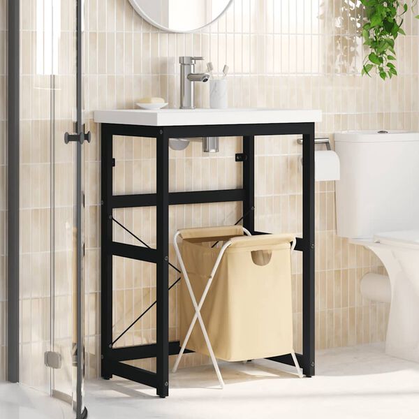 vidaXL Bathroom Washbasin Frame Black 59x38x83 cm Iron