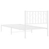 vidaXL Metal Bed Frame without Mattress with Headboard White 90x200cm