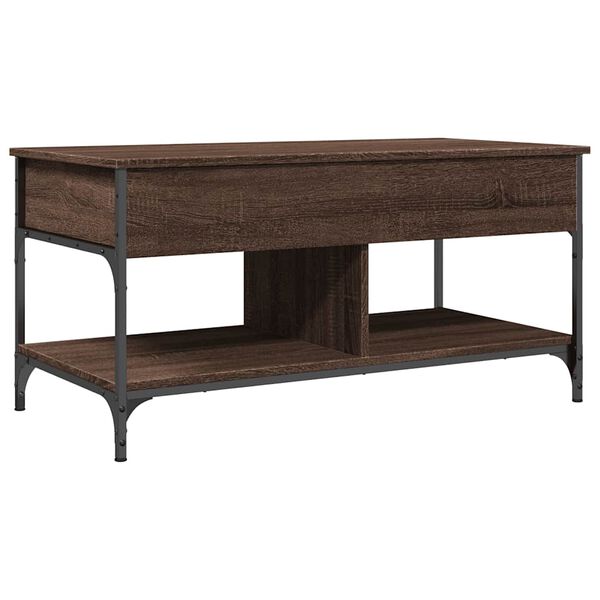 vidaXL Coffee Table Brown Oak 100x50x50 cm Engineered Wood and Metal