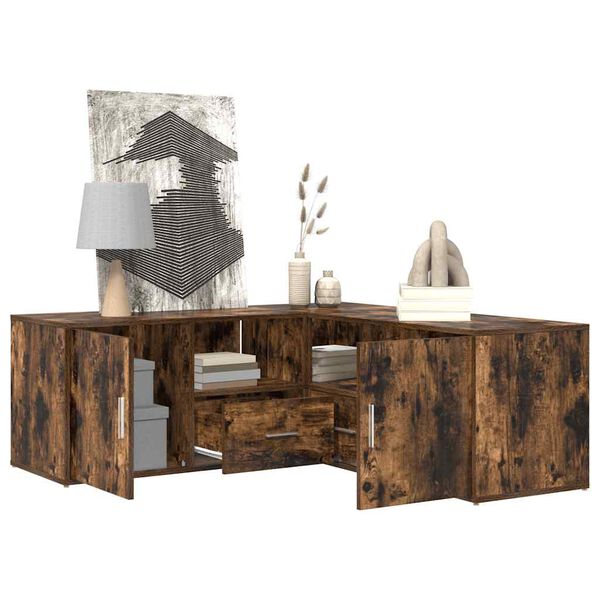 vidaXL Corner Cabinet Smoked Oak 200x40x45 cm Engineered Wood